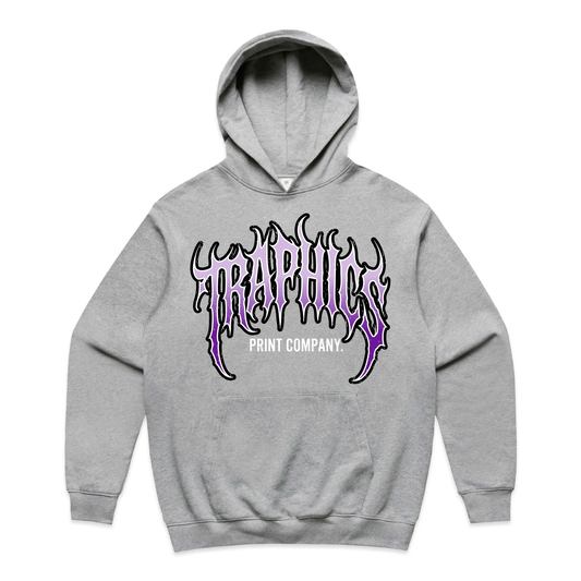 Traphics Grey Heavy Hood Purple Print