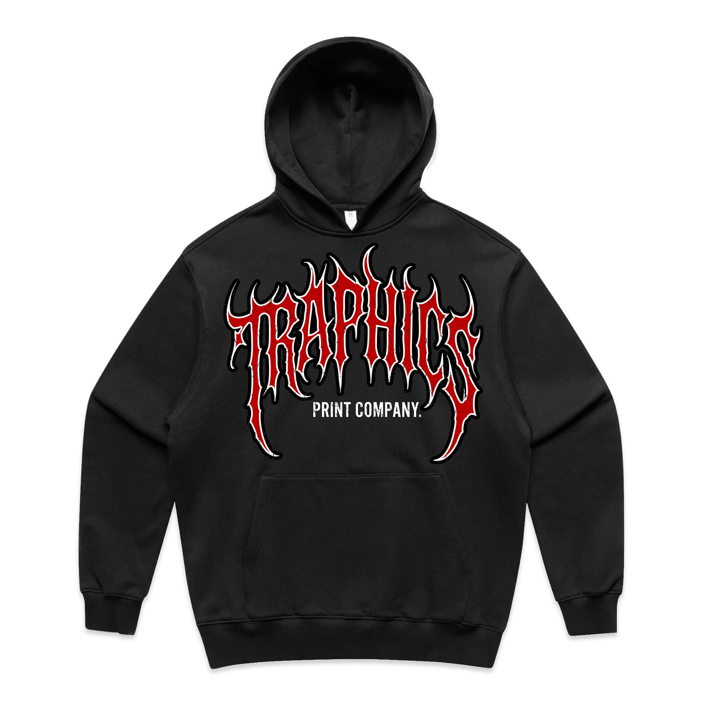 Traphics Black Heavy Hood Red Print